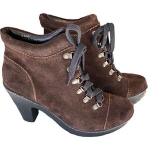 B.O.C. Kiki Women’s Brown Suede Chunky Ankle Boot Lace Up EUC BORN Size 8.5
